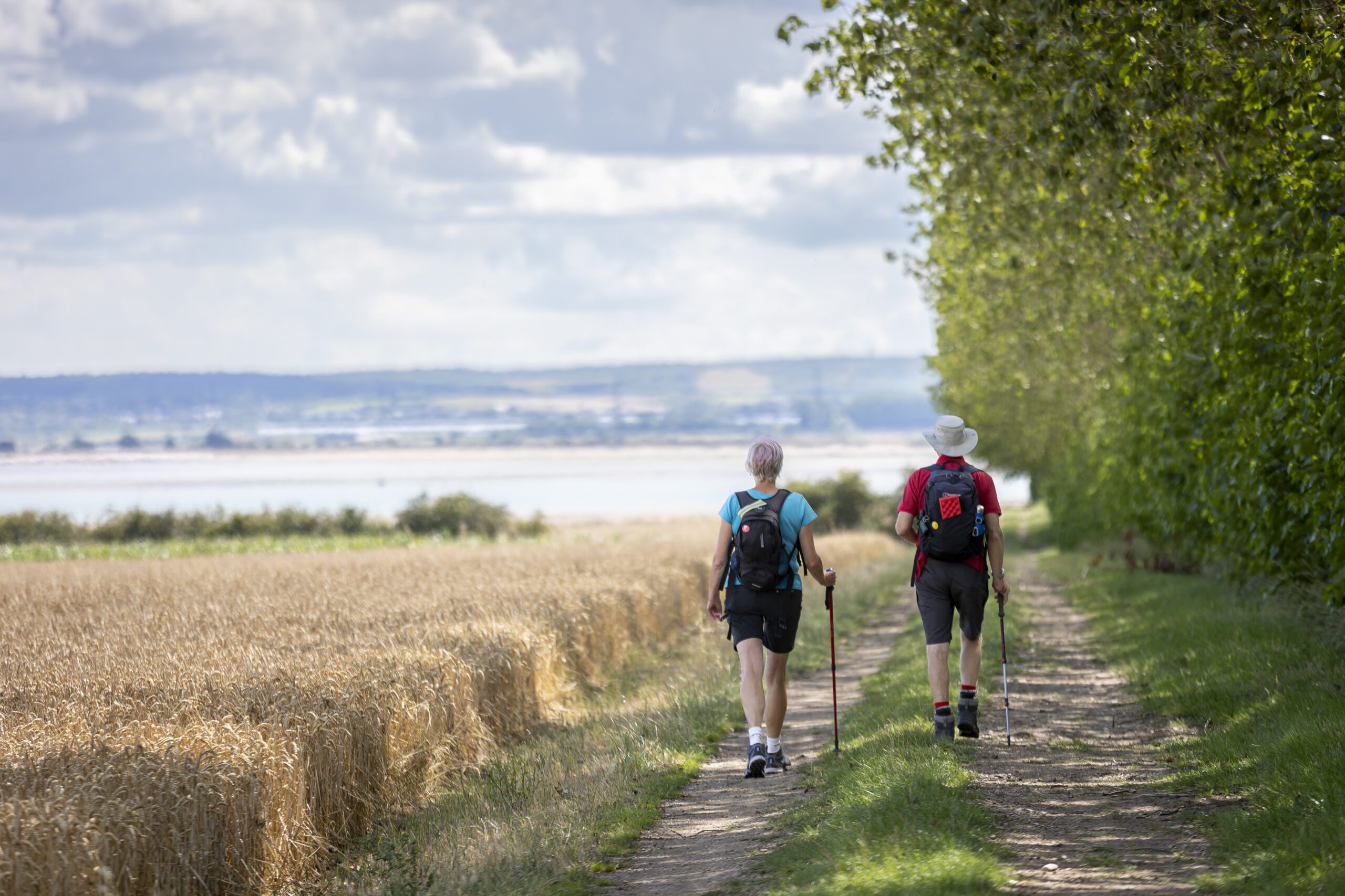 Two walkers on the Isle of Harty.