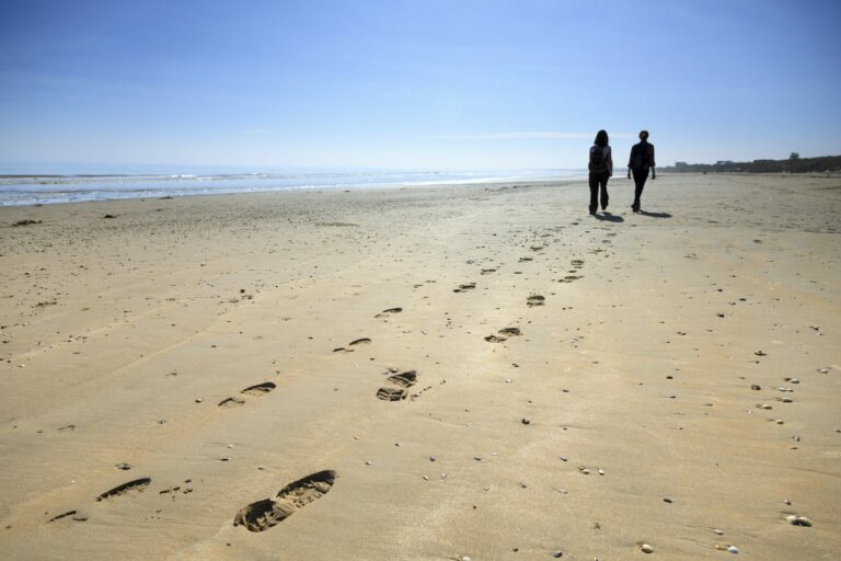 Walking through beach