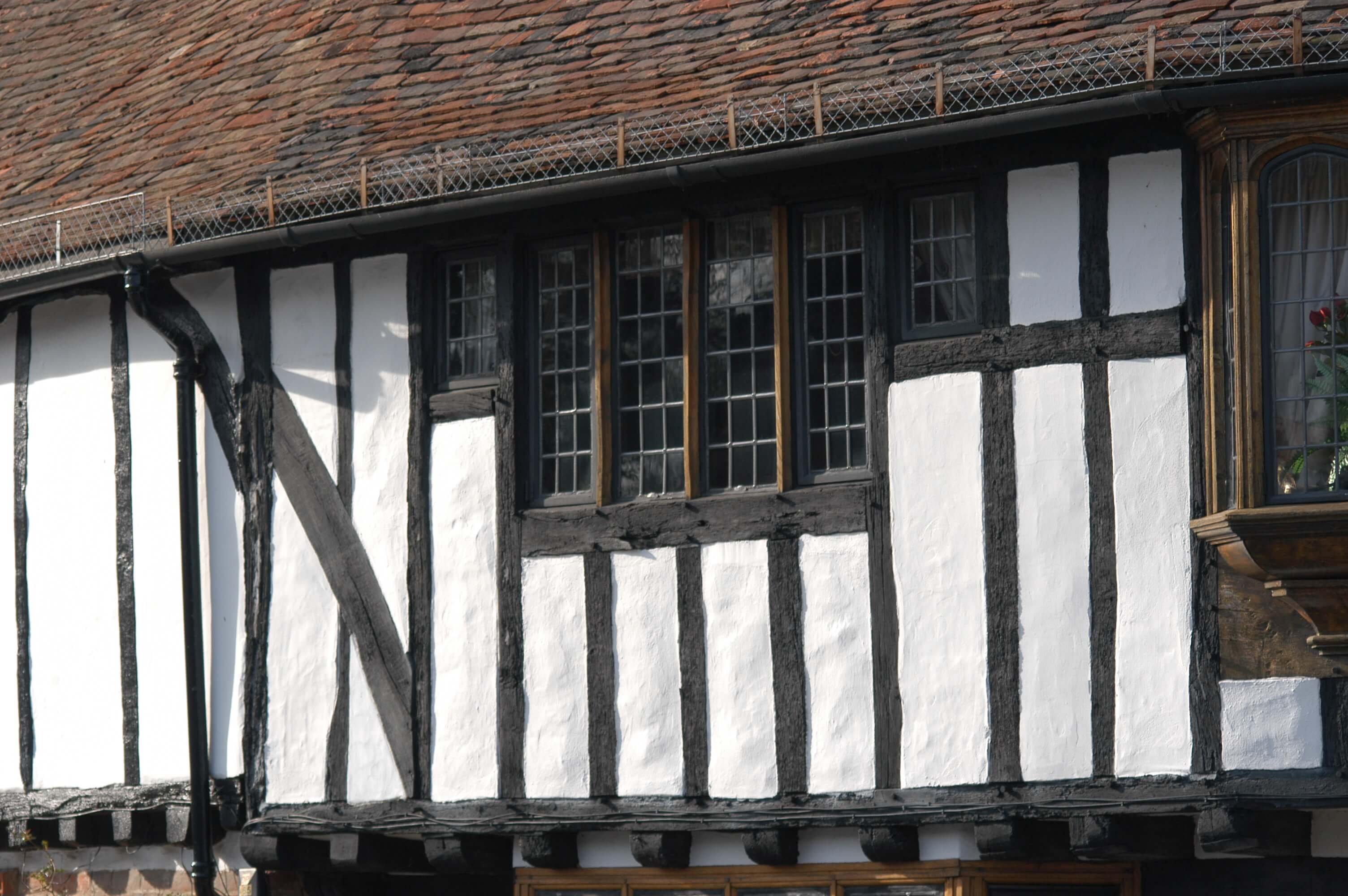 Close-up timber on a house in Chilham village.
