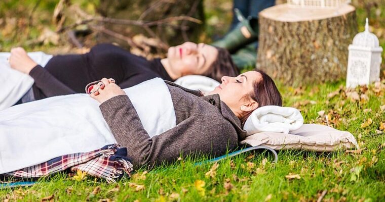 Relaxing outdoors sleeping