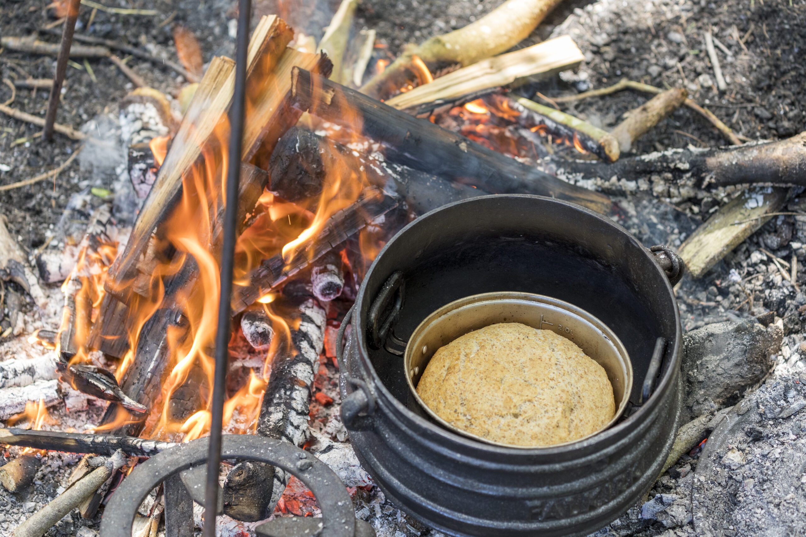 Cooking bread on the campfire