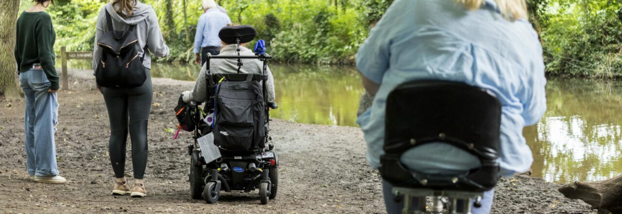 Wheelchair user on easy access walk