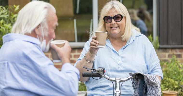 Enjoying coffee easy access