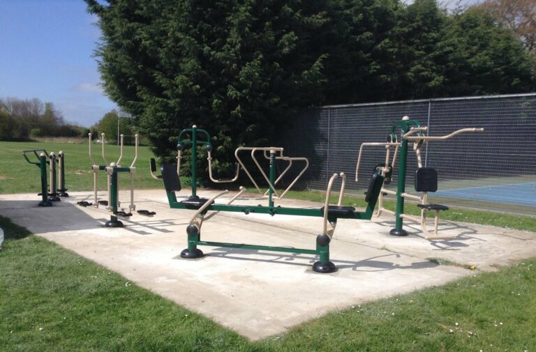 Outdoor green gym in a park.