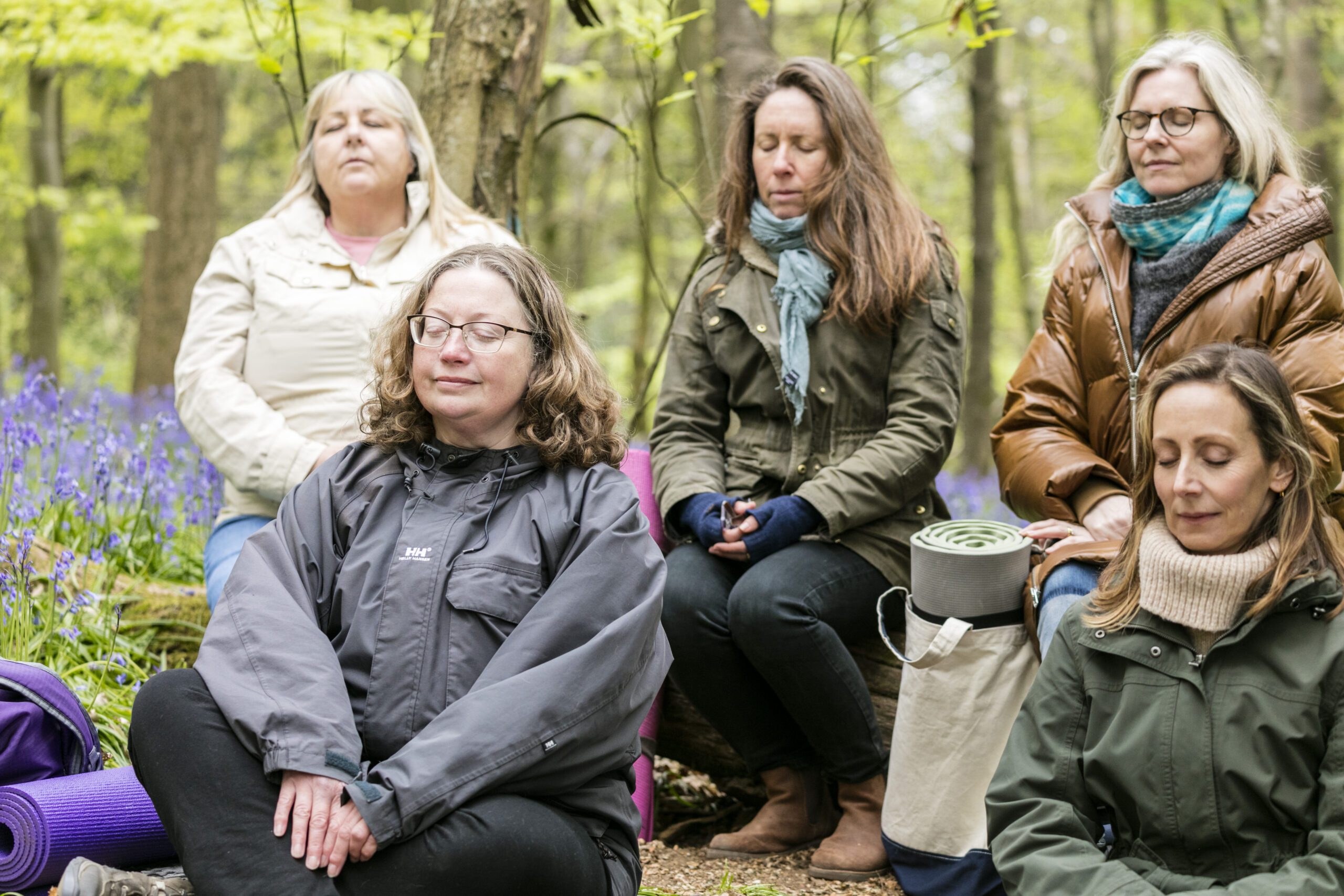 Women forest bathing