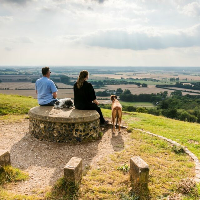 Couple enjoying views over the Kent Downs AONB from Wye