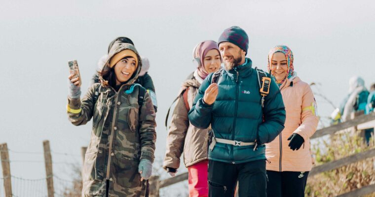 Walkers on the white cliffs of Dover