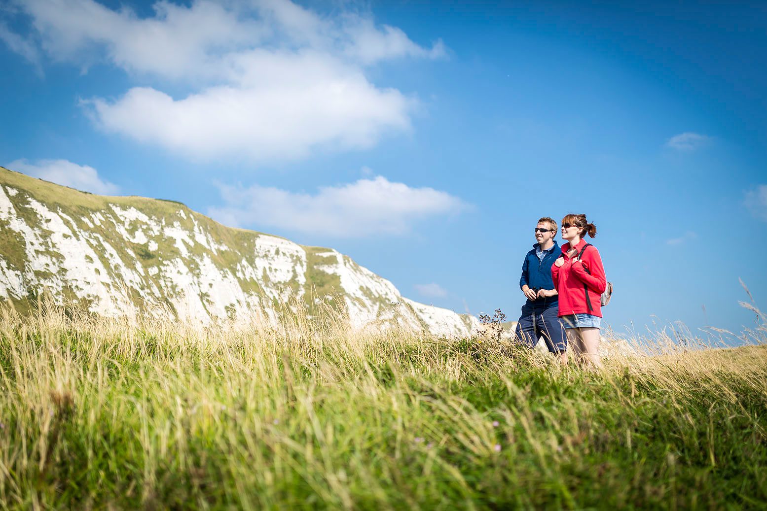 Couple admiring White Cliffs of Dover