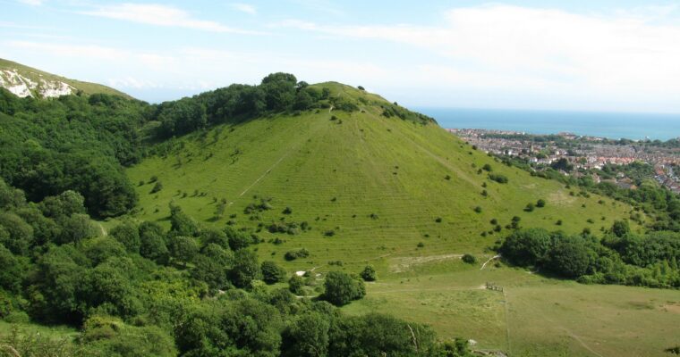 View of Sugarloaf hill and edge of Folkestone town