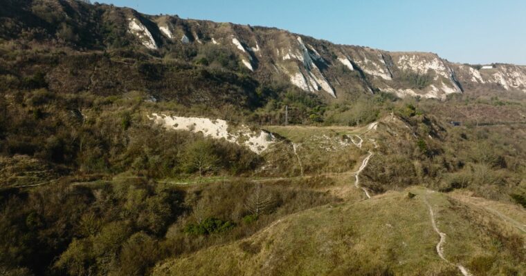 Rolling hills, and chalk cliffs landscape, on a sunny day.