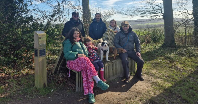 Our Turkish partners from Culture Routes society posing with North Downs Way Trail Manager Pete Morris and his dogs.
